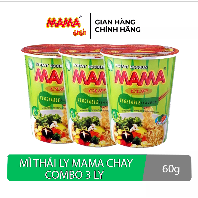 Mì ly chay Mama rau củ (combo 3 ly) loại 60g