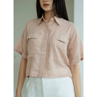 Áo sơ mi croptop phom rộng
