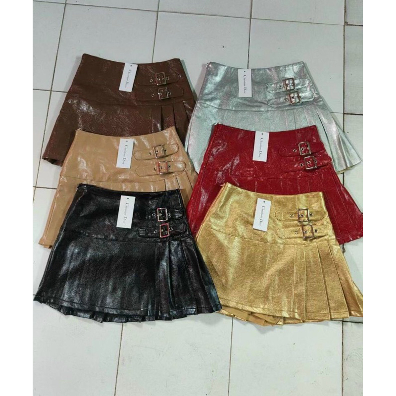 CHÂN VÁY DA SẦN XOÈ XẾP LY CẠP CAO HÀNG QCL1 MS22331