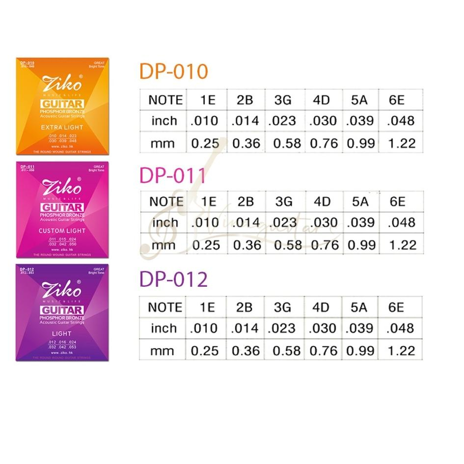Dây đàn Guitar Acoustic Ziko Photphor Bronze DP Có Lớp Phủ Tăng Độ Bền Dây
