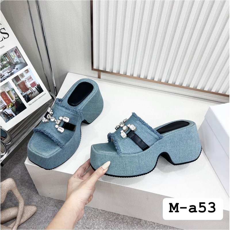 ĐẾ XUỒNG 8cm QUAI TUA RUA ĐÍNH ĐÁ ÊM CHÂN