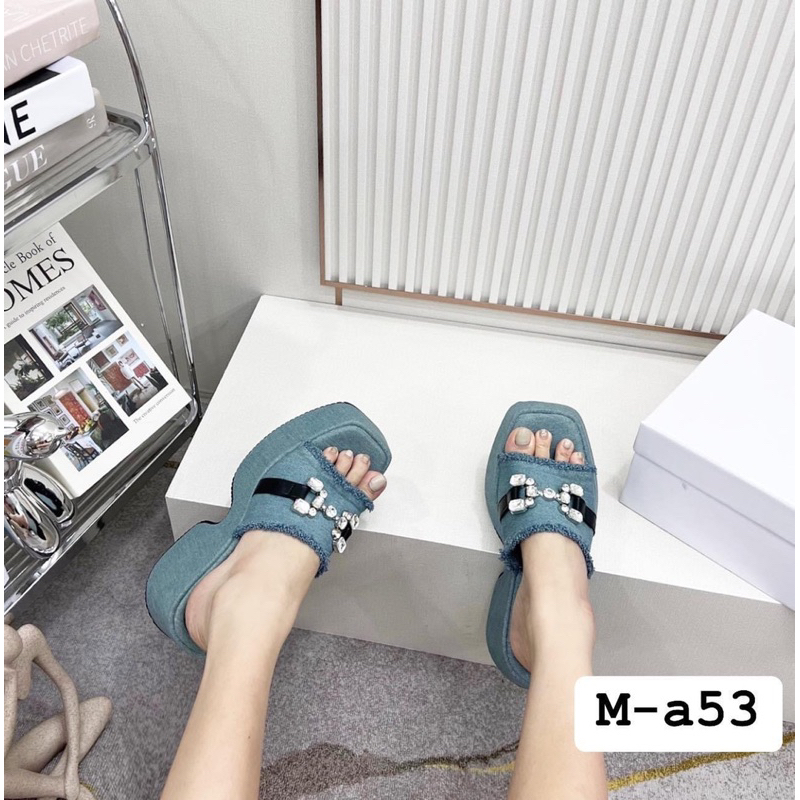 ĐẾ XUỒNG 8cm QUAI TUA RUA ĐÍNH ĐÁ ÊM CHÂN