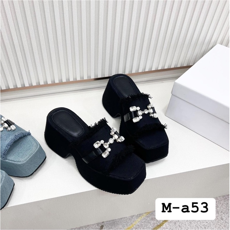 ĐẾ XUỒNG 8cm QUAI TUA RUA ĐÍNH ĐÁ ÊM CHÂN