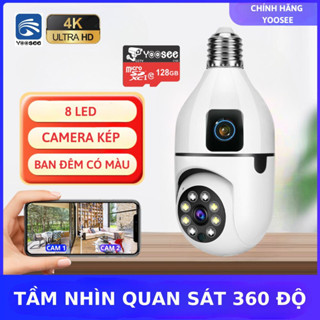 Camera Yoosee 2 MẮT (1 CỐ ĐỊNH, 1 XOAY) thế hệ mới 5.0MP - xoay 360 độ, xem cùng lúc 2 khung hình xem đêm có màu