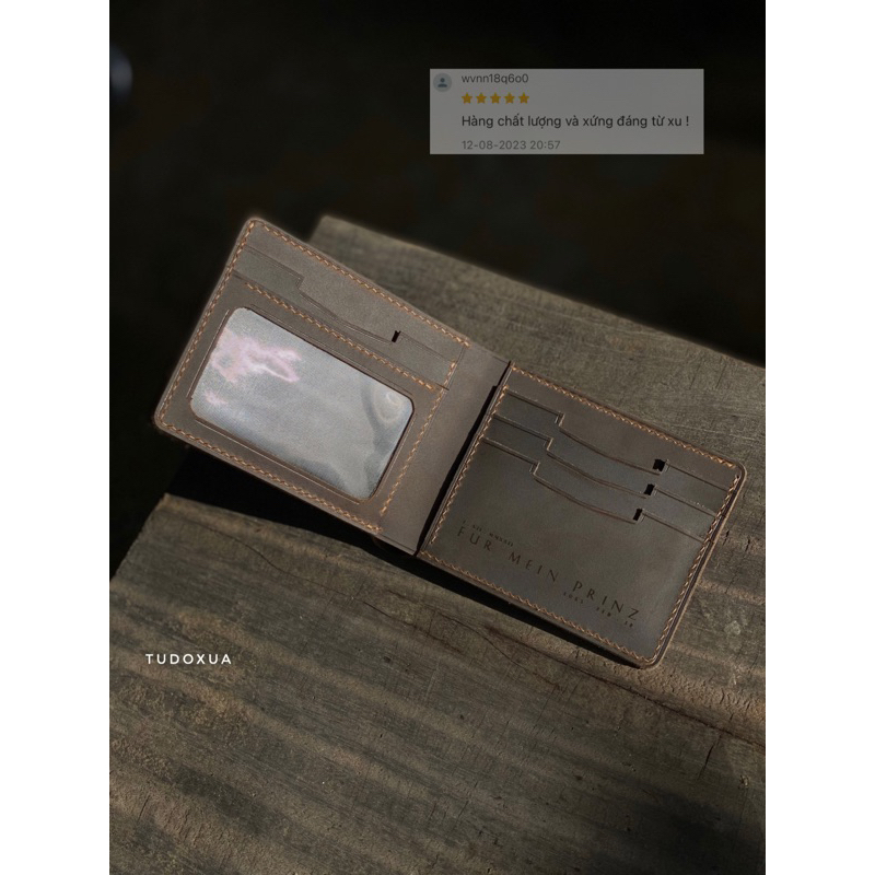 Ví da nam khắc tên theo yêu cầu, chất liệu da bò thật, tặng kèm móc khóa da,làm quà tặng sinh nhật