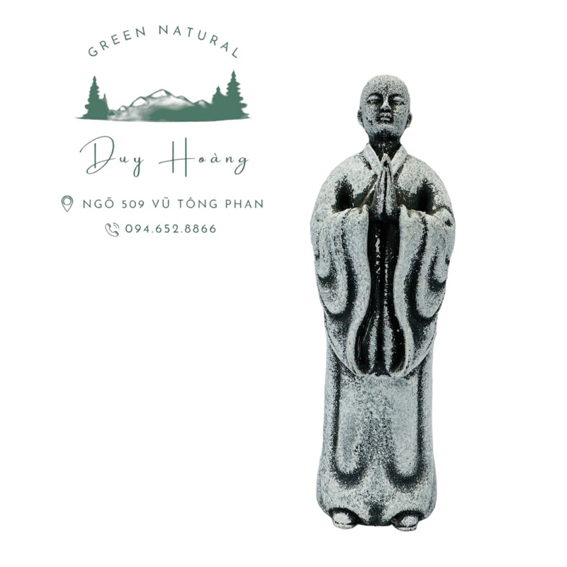 Tượng tăng nhân chắp tay size mini trang trí tiểu cảnh, terrarium