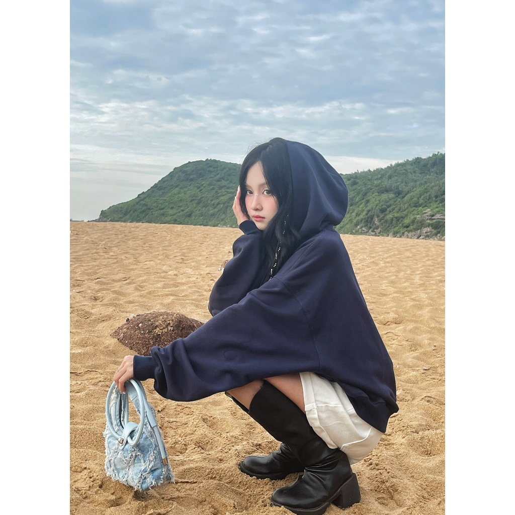 Hoodie Zip Boxy TWENTI Nỉ Chân Cua Khóa Kéo 2 Đầu