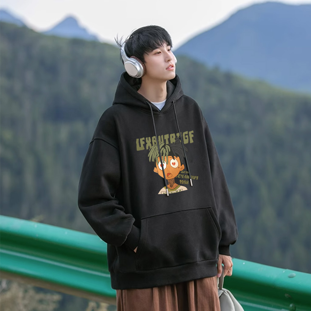 Áo Hoodie Cotton nam BEEYANBUY áo nỉ tay dài vintage in hình fashion unisex 100% cotton-N0238