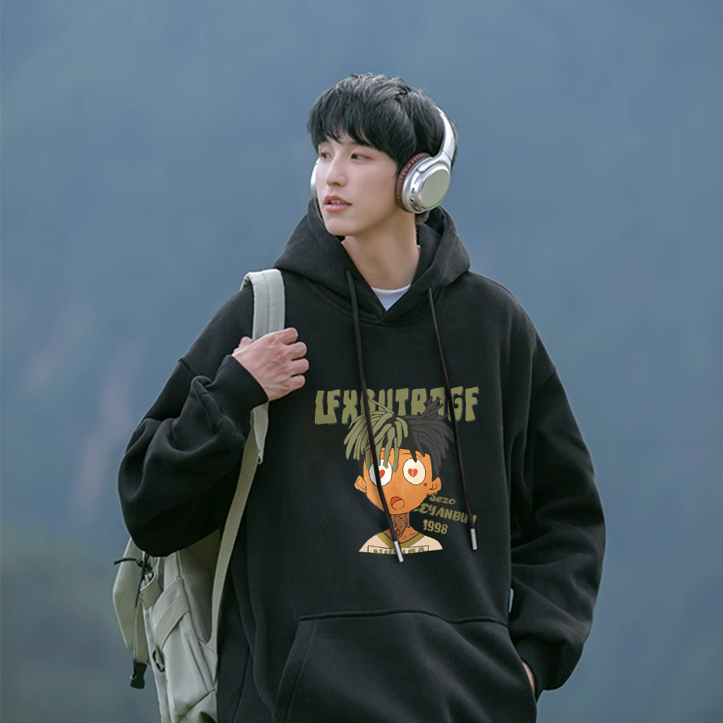 Áo Hoodie Cotton nam BEEYANBUY áo nỉ tay dài vintage in hình fashion unisex 100% cotton-N0238