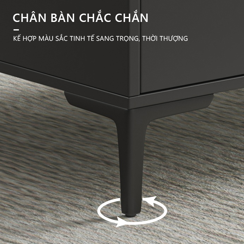Kệ tivi đen mặt gỗ MDF màu vân đá phủ Melamine phòng khách, Tủ Tivi để sàn đa năng - GP297
