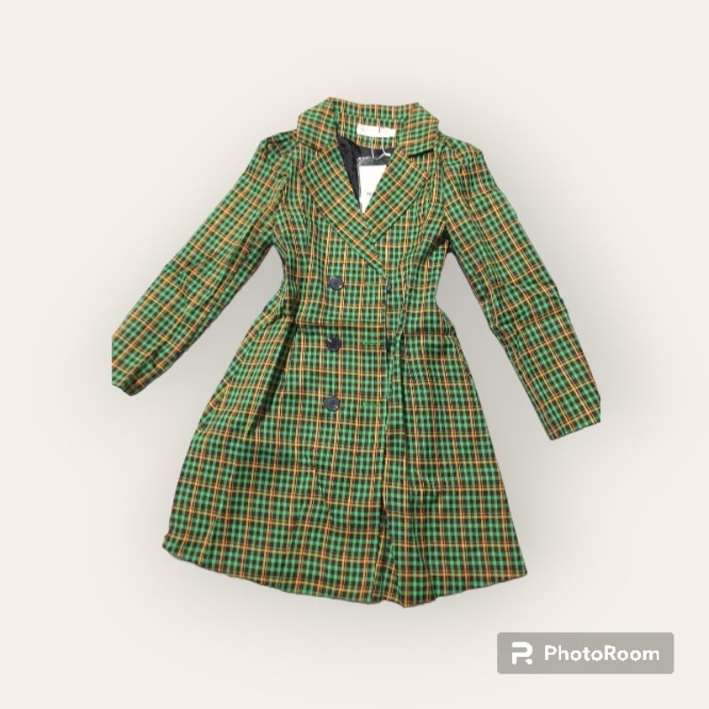 Áo khoác mangto caro xếp li eo quảng châu đủ size