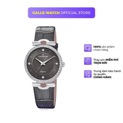 Đồng hồ nữ Candino C4672/3 vỏ máy thép không gỉ, mặt kính Sapphire, chống nước 5 ATM, dây da đeo tay cao cấp chính hãng