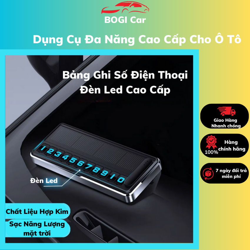 Bảng Ghi Số Điện Thoại Hiển Thị Số Điện Thoại Gắn Taplo Xe Hơi,Ô tô Có Đèn Led Sáng Ban Đêm,Sử Dụng Năng Lượng Mặt Trời