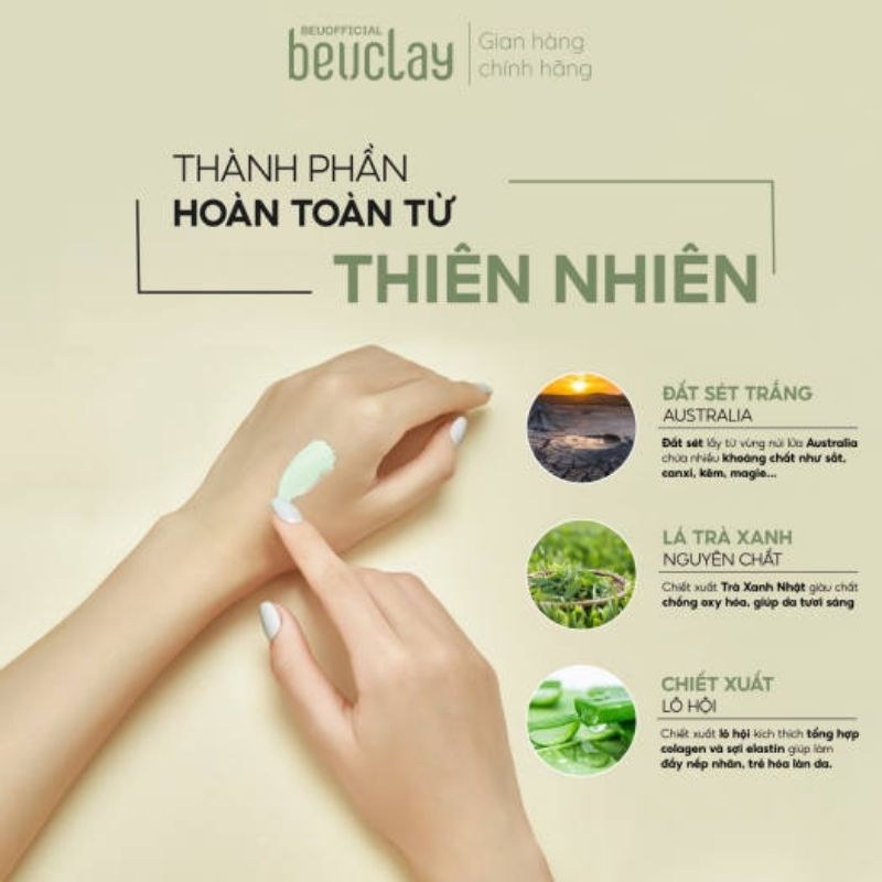 Mặt nạ đất sét beuclay - giúp thu nhỏ lỗ chân lông, làm sạch sâu