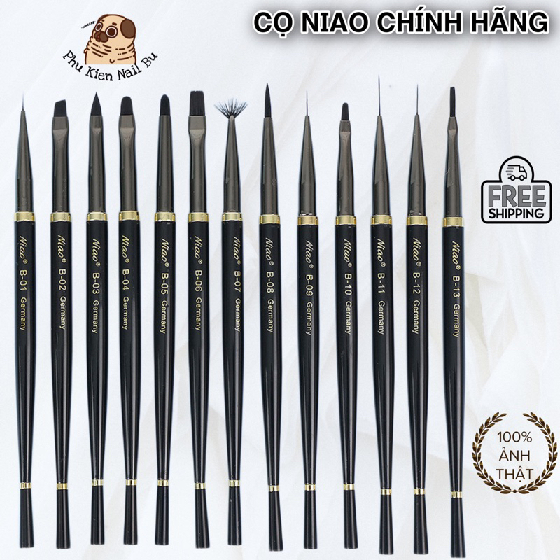 Cọ Niao Chính hãng nail , cọ vẽ móng 9 cây, Bộ dụng cụ nail cơ bản [ Bán Lẻ ]