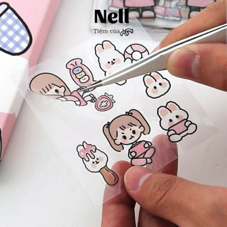 1 tấm Sticker, hình dán trang trí sổ, bình nước, hộp bút dễ thương