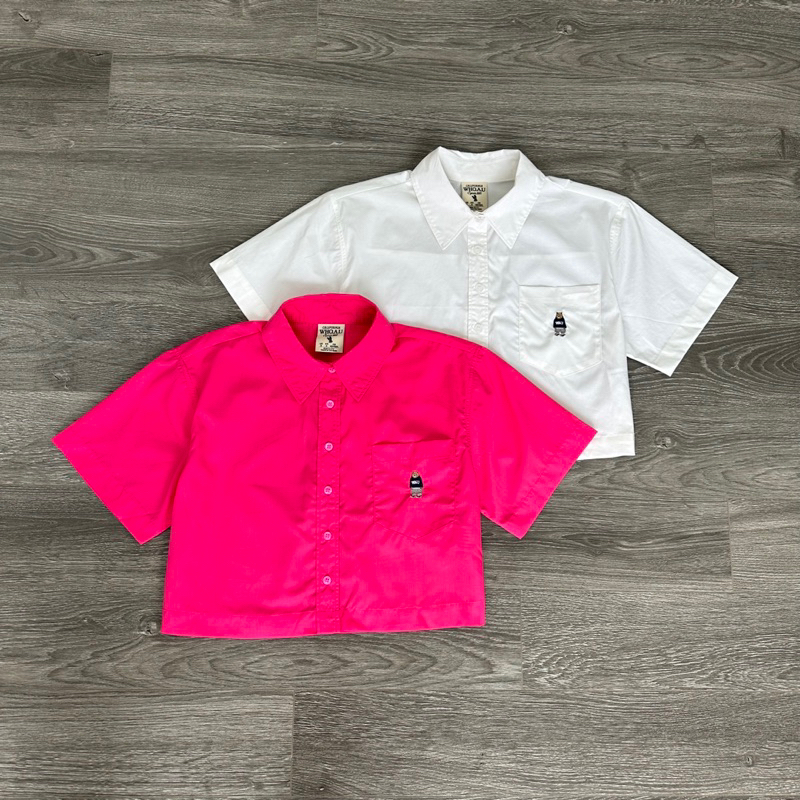 HIPU.VNXK - ÁO SƠ MI CROPTOP TAY NGẮN THÊO GẤU WHO.A.U.