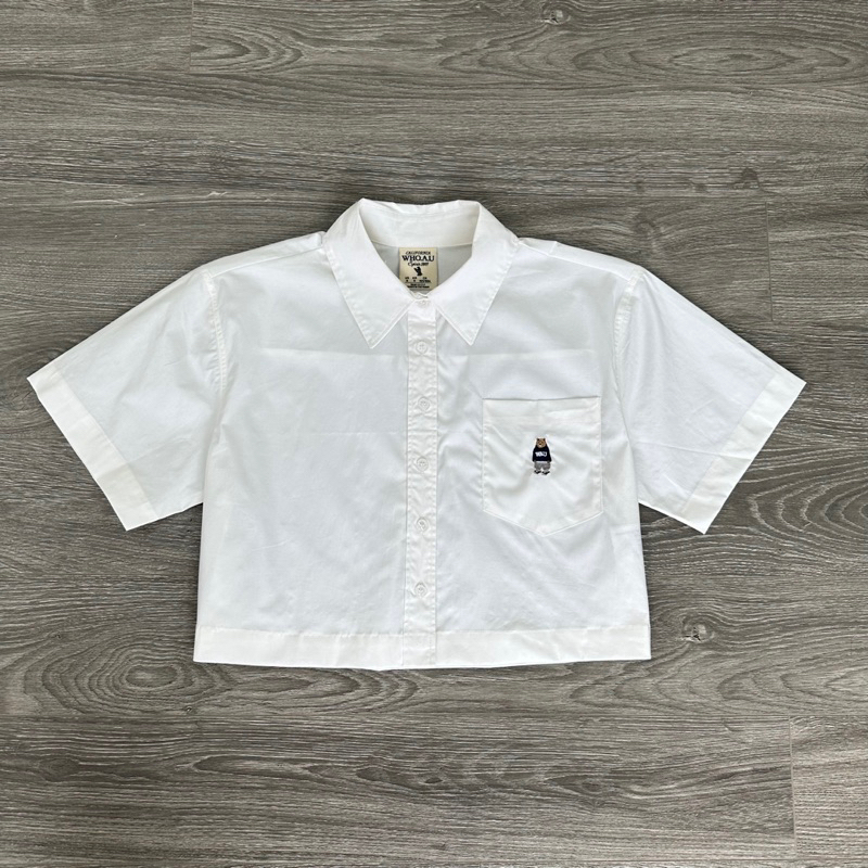 HIPU.VNXK - ÁO SƠ MI CROPTOP TAY NGẮN THÊO GẤU WHO.A.U.