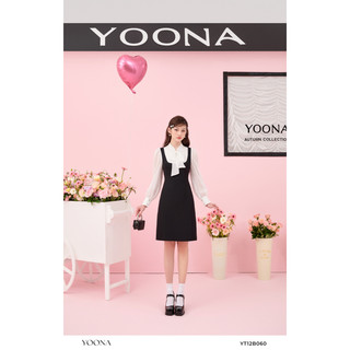 Đầm ngắn dáng suông phối cổ thắt nơ YOONA - YT12B060