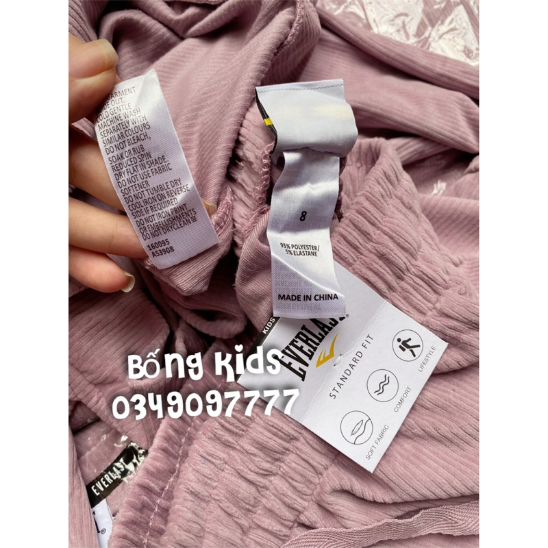 Bộ Nhung Bé Gái EVERLAST Hồng Nhạt