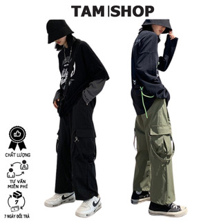 Quần Túi Hộp Phối Dây Đai Lưng Quần Kaki ống Rộng Phong Cách Retro Thời Trang Cho Nam 3IN1 - TâmShop