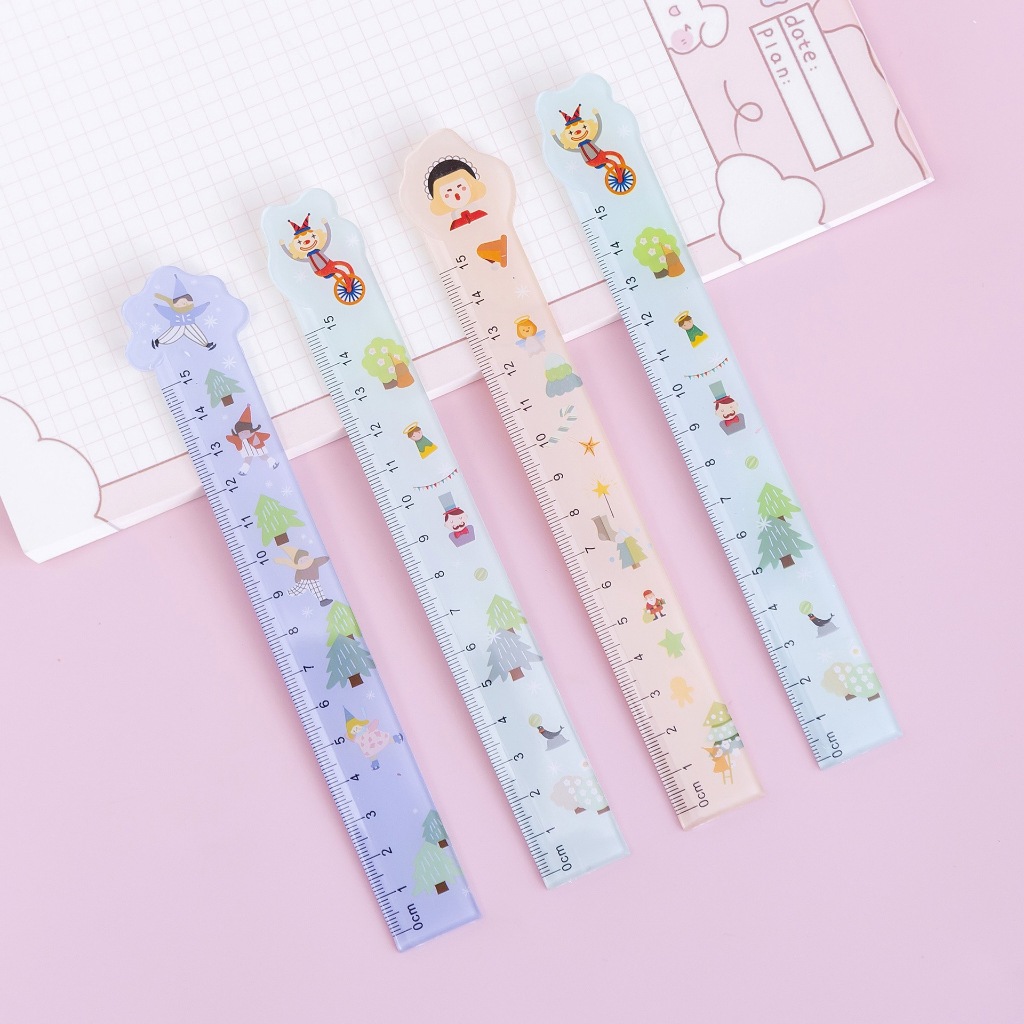 Thước kẻ cute hoạt hình dễ thương, thước kẻ nhựa chiều dài 15cm đồ dùng học tập làm quà tặng học sinh - TK02