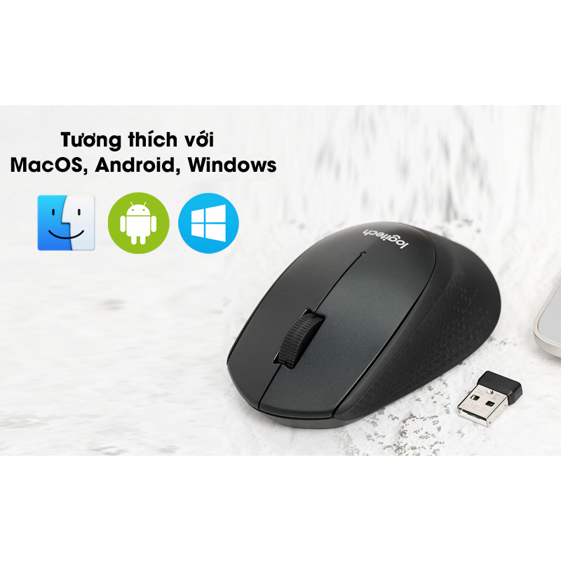Chuột Logitech M331 Silent Plus Giảm ồn, Kết nối USB 2.4GHz, thuận tay phải, PC/ Laptop