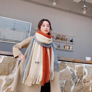 Khăn len quàng cổ unisex, khăn len ullzang rin họa tiết phối màu pastel chất dày giữ ấm thời trang hàn - ln001 - hotivn
