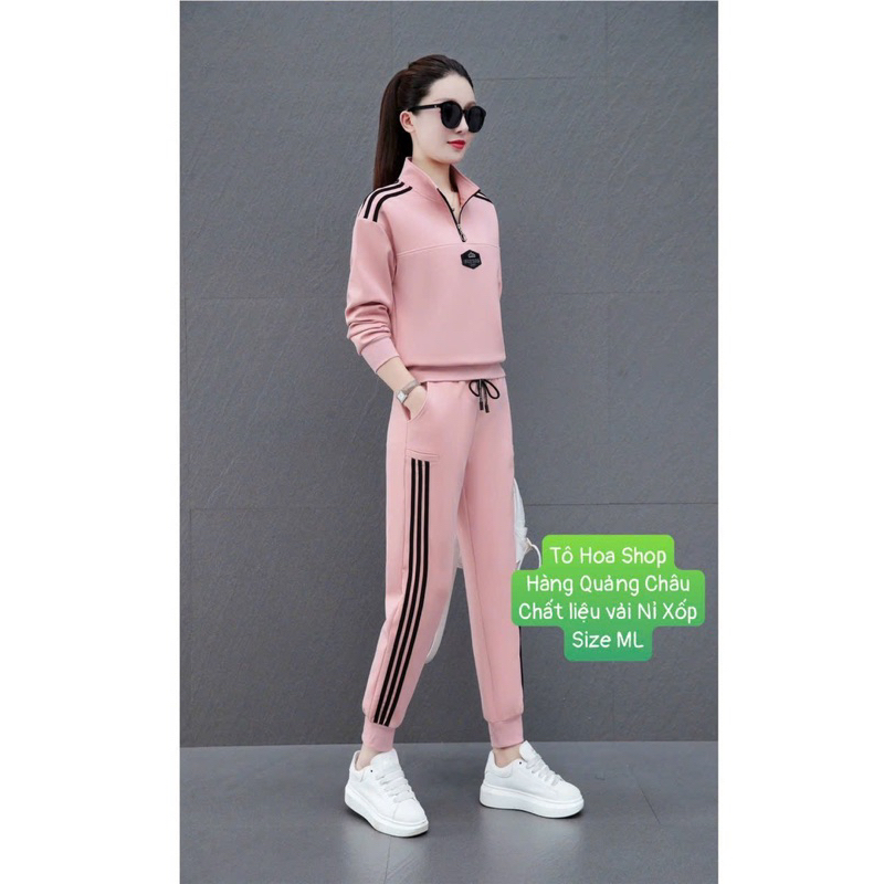 Bộ đồ nữ.sét thể thao cổ kéo khoá dáng trẻ,đồ ngủ thu đông chất vải nỉ xốp hàng quảng châu cao cấp,Size ML tohoa_shop