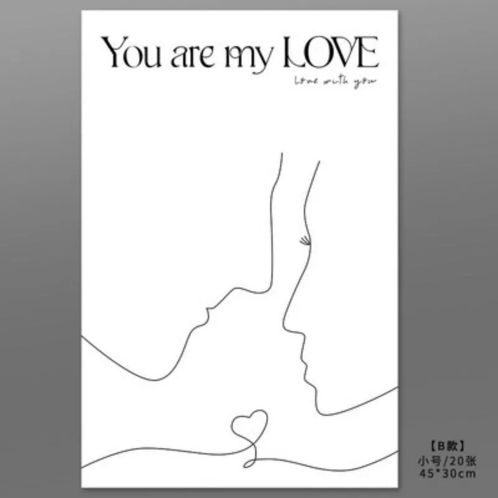 Tập 20 giấy gói hoa chữ LOVE studio khổ 30*40cm