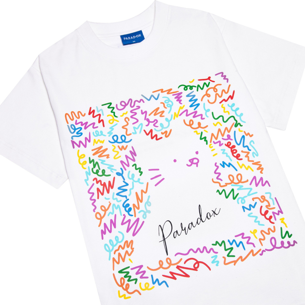 Áo thun form rộng Paradox tay lỡ - Unisex - In hình - MEW PAINT - Đen, Trắng