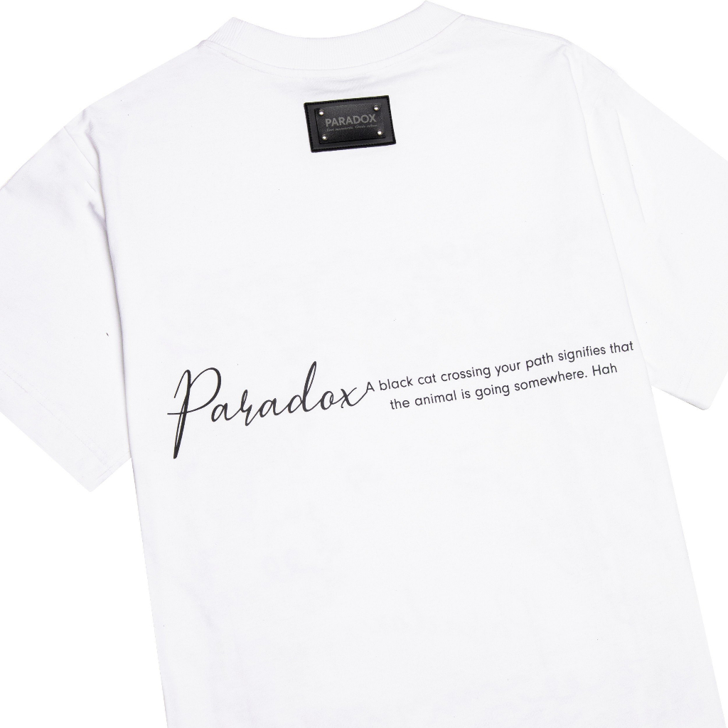 Áo thun form rộng Paradox tay lỡ - Unisex - In hình - MEW PAINT - Đen, Trắng