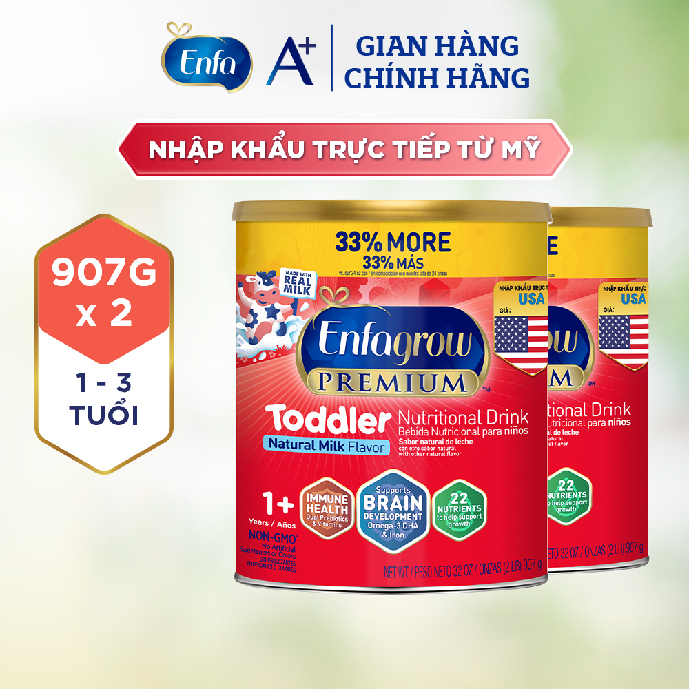 Bộ 2 Sữa Bột Dinh Dưỡng Enfagrow Premium Toddler 907g/Lon