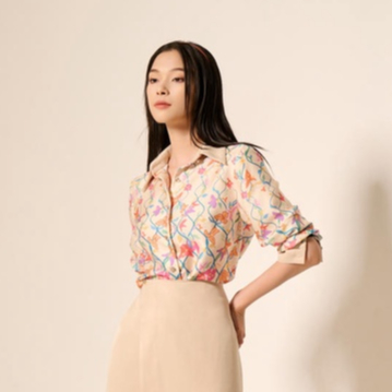 Graphé - CECILE soul pattern shirt / Áo sơ mi lụa tay dài thiết kế hoạ tiết độc quyền