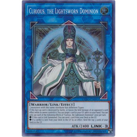 Thẻ Bài Yugi-Oh Tiếng Anh: Curious, the Lightsworn Dominion - EXFO-EN091 - Super Rare Unlimited