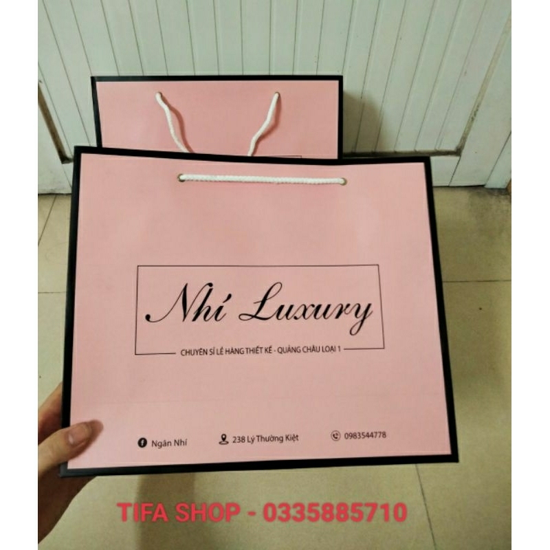 Túi giấy ivory dày dặn in hình size 30x25x10cm  đựng quần áo, mỹ phẩm có sẵn