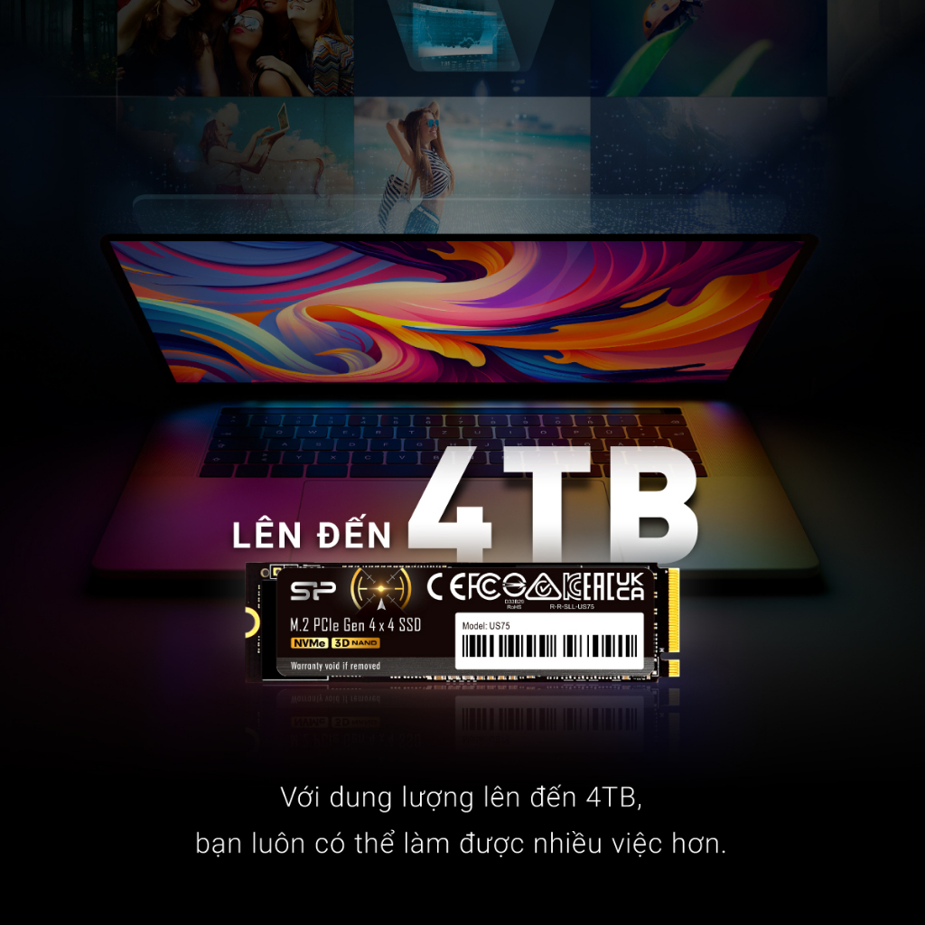 Ổ cứng SSD Silicon Power M.2 PCIe Gen 4x4 NVMe 3D NAND 500GB 1TB 2TB _US75 - Bảo Hành 5 năm.
