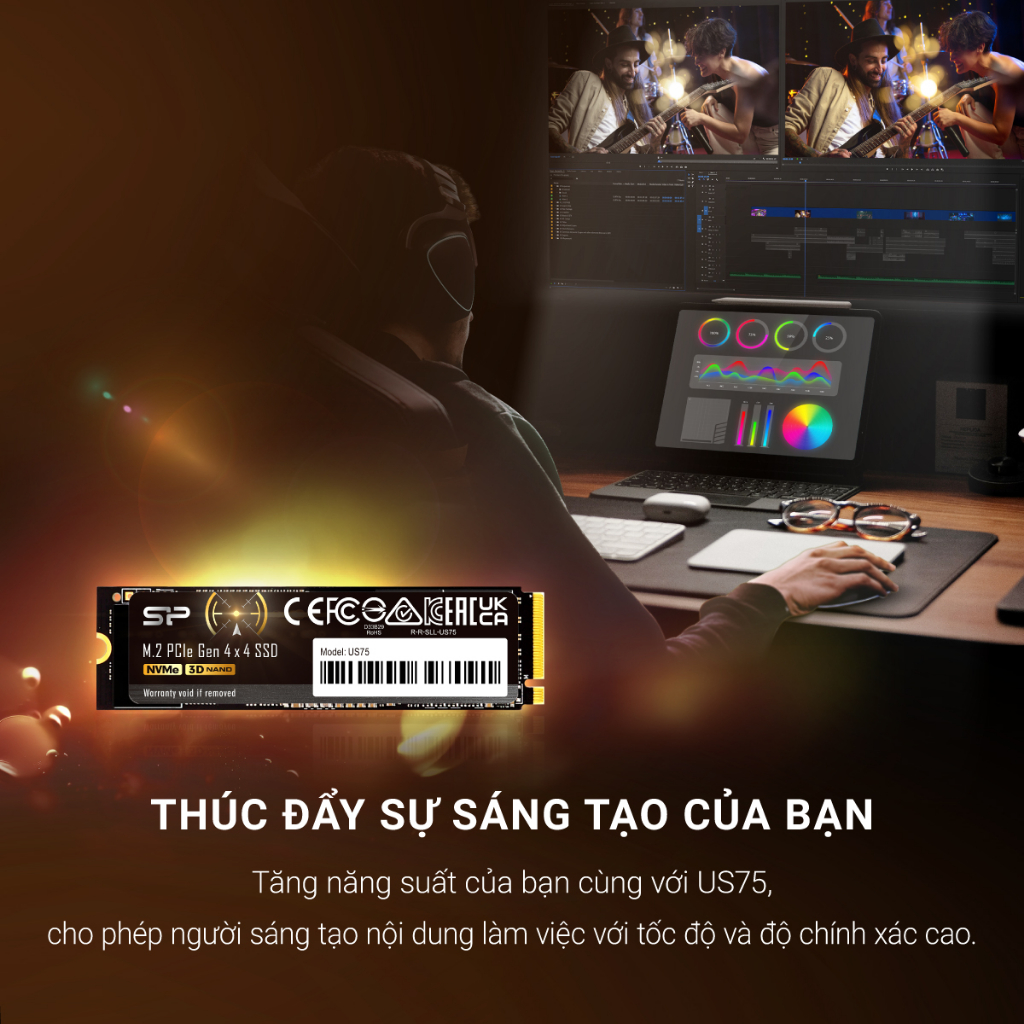 Ổ cứng SSD Silicon Power M.2 PCIe Gen 4x4 NVMe 3D NAND 500GB 1TB 2TB _US75 - Bảo Hành 5 năm.