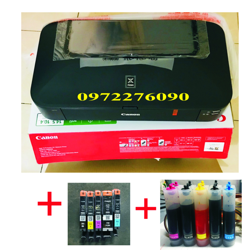 Máy in thiệp cưới card visit Canon ix6770 in màu khổ A3 lắp tiếp mực ngoài in liên tục