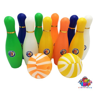Bộ đồ chơi bowling 10 trái kèm 2 bóng nhựa loại lớn