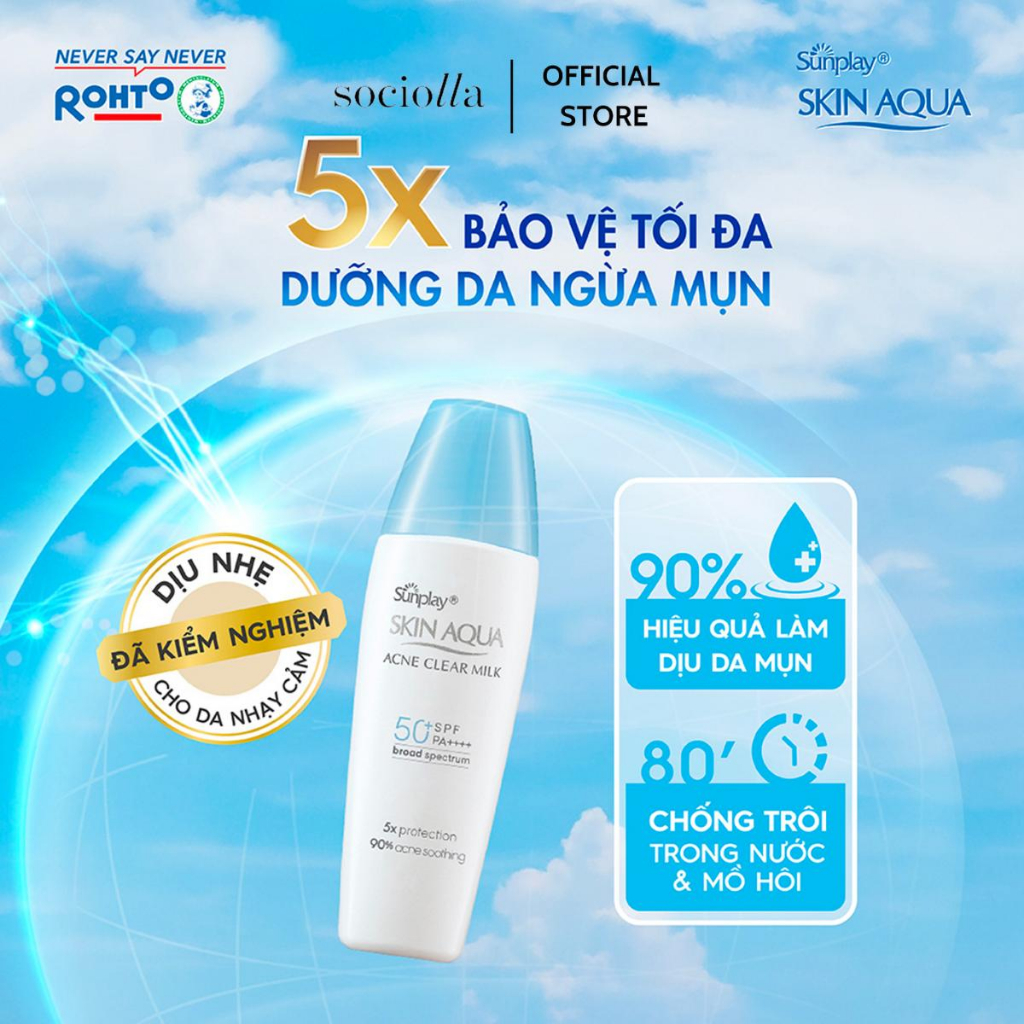 Sữa Chống Nắng Dưỡng Da Ngừa Mụn Sunplay Skin Aqua Acne Clear Milk SPF50+ PA++++ 25 gr