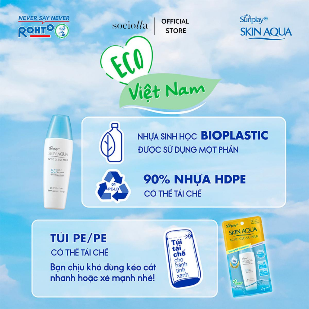 Sữa Chống Nắng Dưỡng Da Ngừa Mụn Sunplay Skin Aqua Acne Clear Milk SPF50+ PA++++ 25 gr