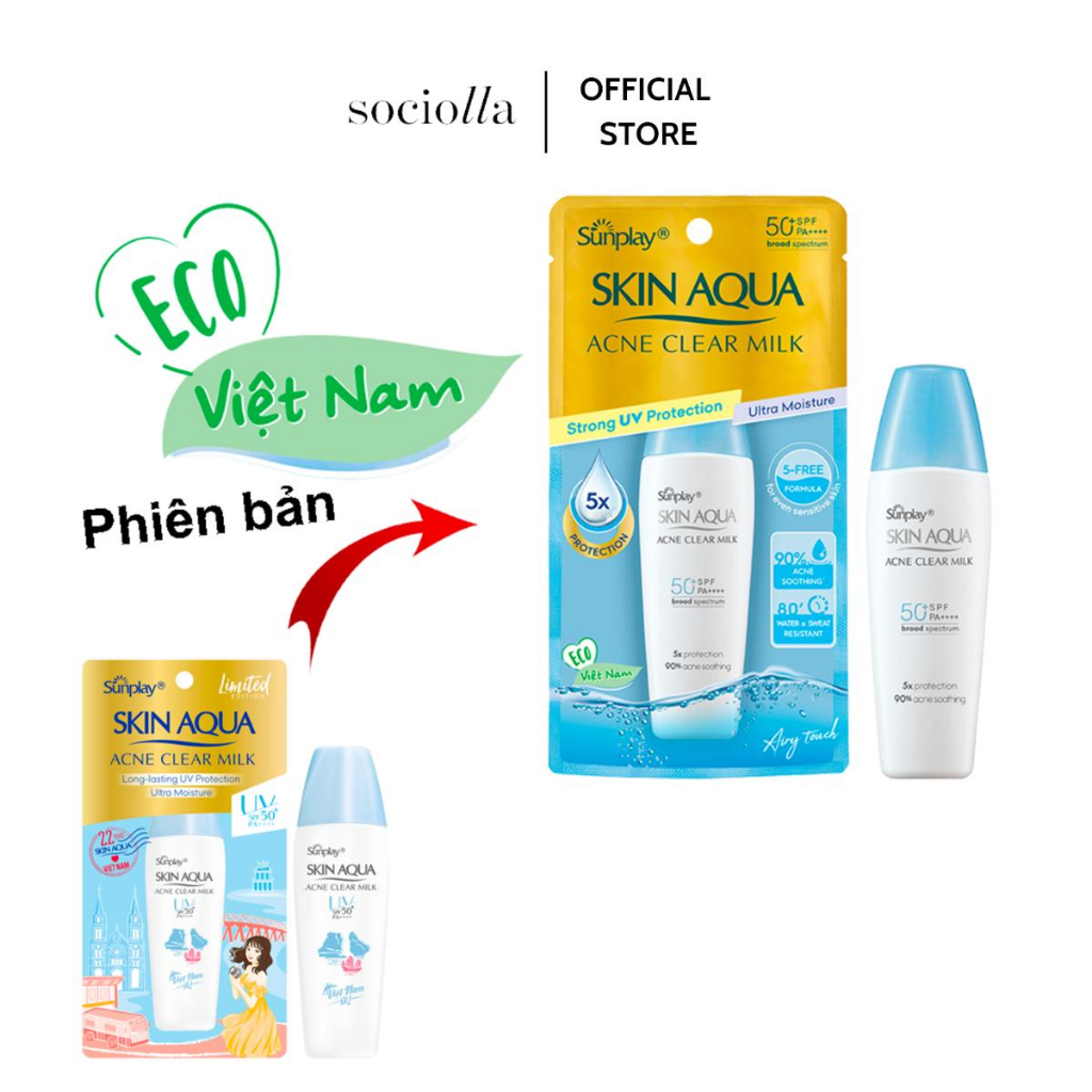 Sữa Chống Nắng Dưỡng Da Ngừa Mụn Sunplay Skin Aqua Acne Clear Milk SPF50+ PA++++ 25 gr