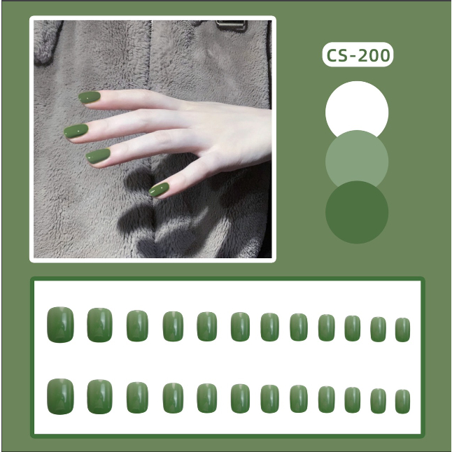 Móng Tay Giả Màu Trơn Xuneoshop Kèm Keo Không Hộp