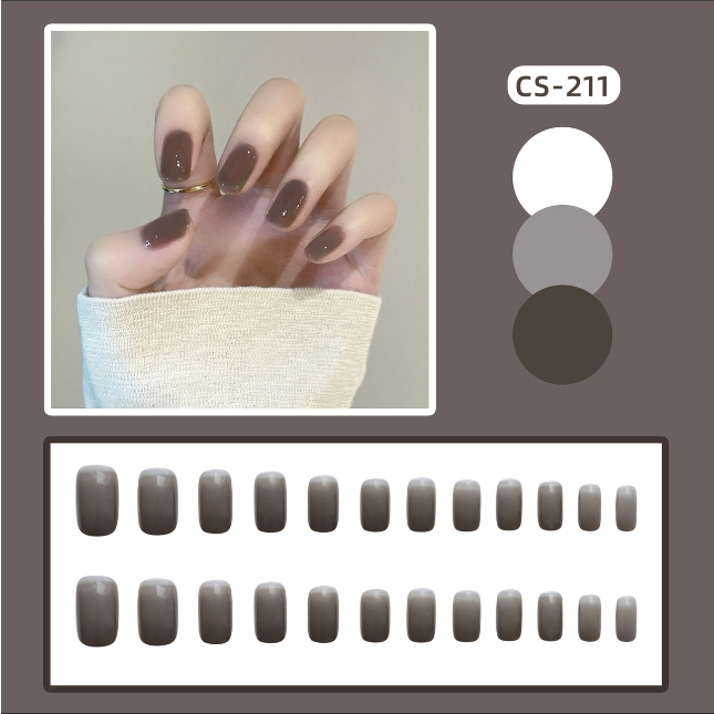 Móng Tay Giả Màu Trơn Xuneoshop Kèm Keo Không Hộp