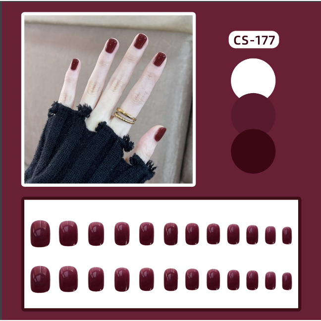 Móng Tay Giả Màu Trơn Xuneoshop Kèm Keo Không Hộp