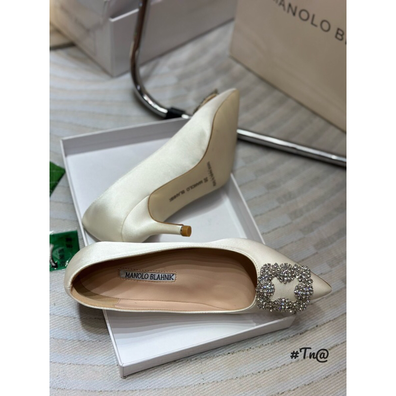 Giầy cao gót lụa bóng tag đá manolo fullbox