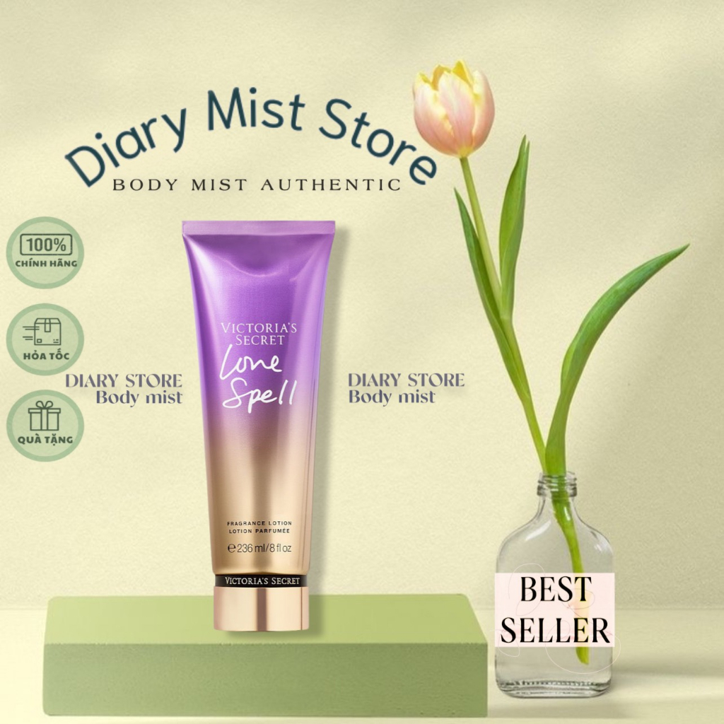 𝐃𝐢𝐚𝐫𝐲𝐦𝐢𝐬𝐭.𝐬𝐭𝐨𝐫𝐞 XỊT THƠM DƯỠNG THỂ LƯU HƯƠNG TOÀN THÂN VICTORIA’S SECRET FRAGRANCE MIST LOTION 250ML - LOVE SPELL