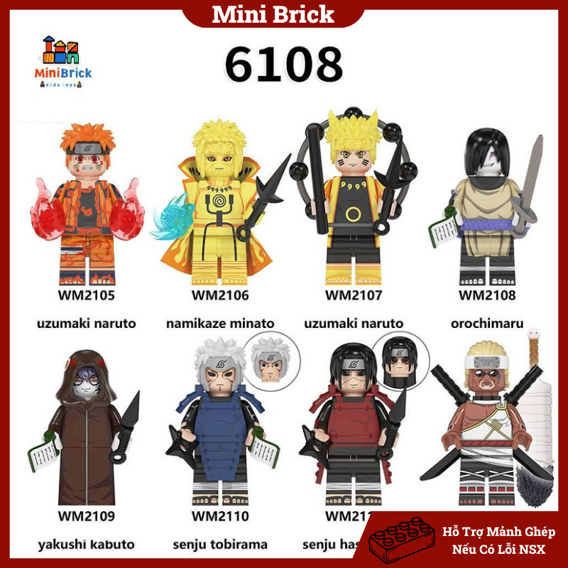Naruto Mô hình Lắp ráp Minifigures Anime manga Uzumaki Naruto WM6107 WM6108 WM6109 WM6110 WM6111 Minibrick Minibricks