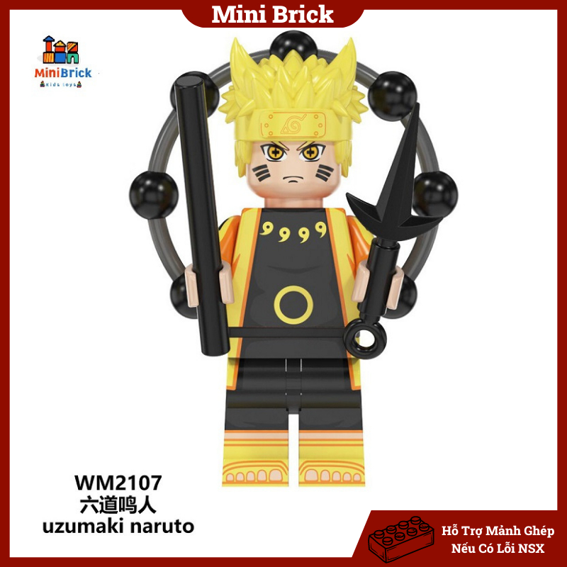 Naruto Mô hình Lắp ráp Minifigures Anime manga Uzumaki Naruto WM6107 WM6108 WM6109 WM6110 WM6111 Minibrick Minibricks